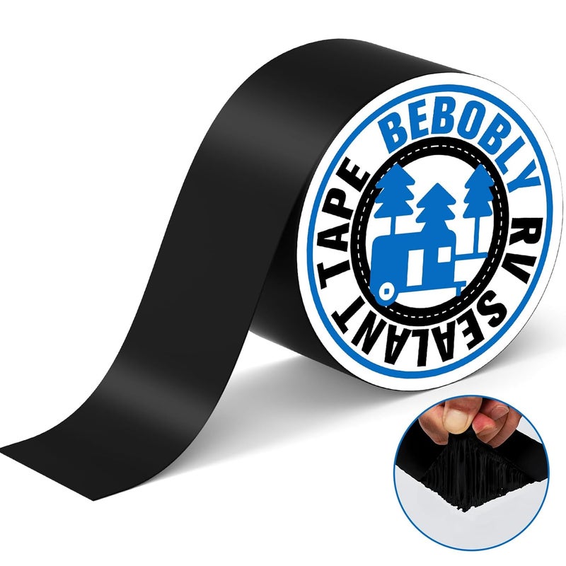 BEBOBLY Butyl Sealant Waterproof Tape,RV Roof Tape Black,4 Inch X 50 Foot Leak Repair Sealant Tape，UV & Waterproof for RV Roof,Window,Camper, Boat,Pipe Sealing Black - Image 1